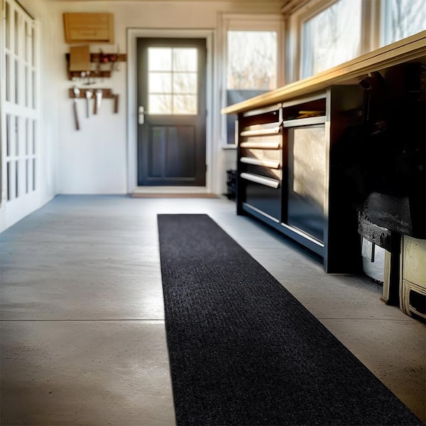 All Purpose Tri-Rib Black 2 ft. x 12 ft. Indoor/Outdoor Commercial Mat