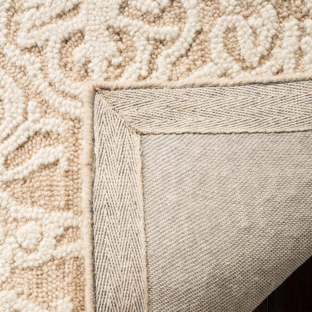 Beige and Ivory Floral Wool 9' x 12' Handmade Tufted Rug