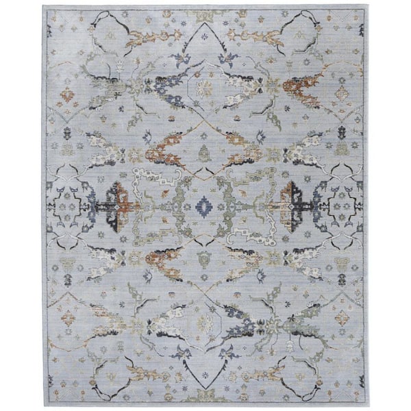 8 ft. x 10 ft. Gray, Blue, Green Floral Area Rug