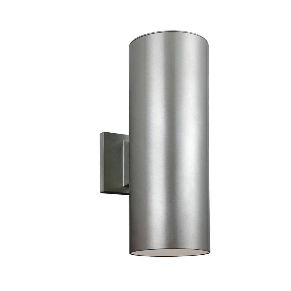 Outdoor Cylinder Collection 2-Light Painted Brushed Nickel Outdoor Wall Lantern Sconce price history on PriceWatchPro