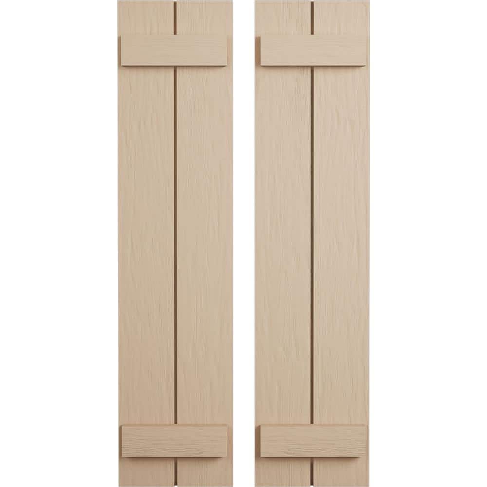 11 in. x 52 in. Timberthane Polyurethane 2-Board Joined Board-n-Batten Rough Sawn Faux Wood Shutters Pair price history on PriceWatchPro