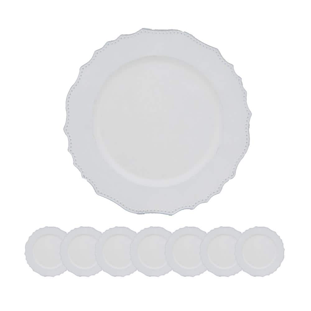 16 in. White Plastic Charger Plate (Set of 8)