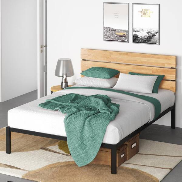 Zinus Paul Metal And Wood Platform Bed With Wood Slat Support Twin Hd Hbpba 14t The Home Depot