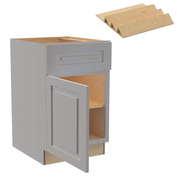 Home Decorators Collection Grayson 21 in. W x 24 in. D x 34.5 in. H Assembled Plywood Base Kitchen Cabinet in Pearl Gray with Spice Soft Close LH