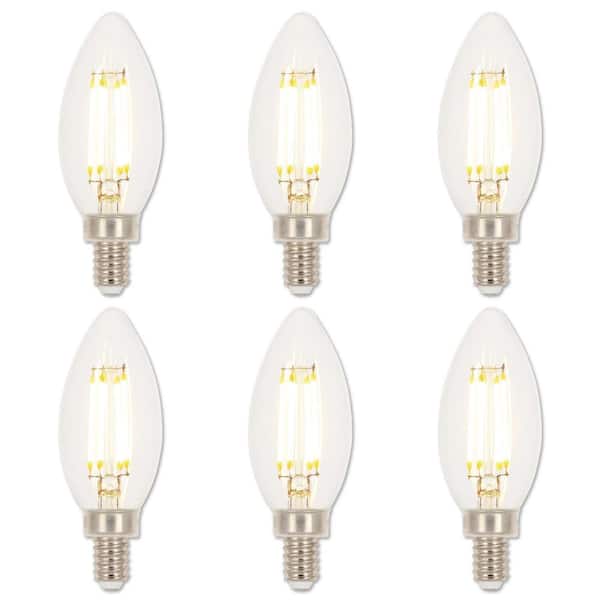 Westinghouse 60-Watt Equivalent B11 Dimmable Clear E12 Edison Filament LED Light Bulb 3000K (6-Pack)