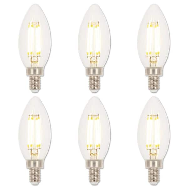 Westinghouse 60-Watt Equivalent B11 Dimmable Clear E12 Edison Filament LED Light Bulb 3000K (6-Pack)