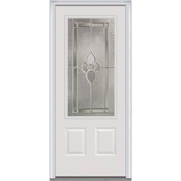 MMI Door 36 in. x 80 in. Master Nouveau Right Hand 3/4 Lite 2-Panel Classic Primed Fiberglass Smooth Prehung Front Door