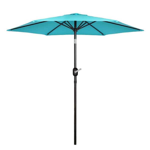 Wildaven 7.5 ft. Stainless steel Crank and Tilt Patio Market Outdoor Patio Umbrella in Blue