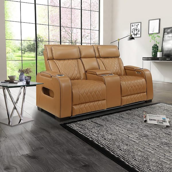 トンクリ☆パパラ2☆ブラウン Lazzara Clumber 73.5 in. W Brown Pillow Top Faux Leather 2-Seater