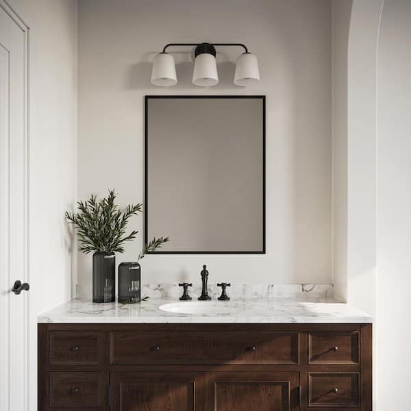 Bredela Collection 23 in. 3-Light Matte Black Farmhouse Vanity Light for Bathrooms