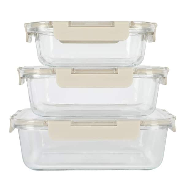 Glass Food Storage Containers-6-Pc. Set with Snap on Lids-Multi