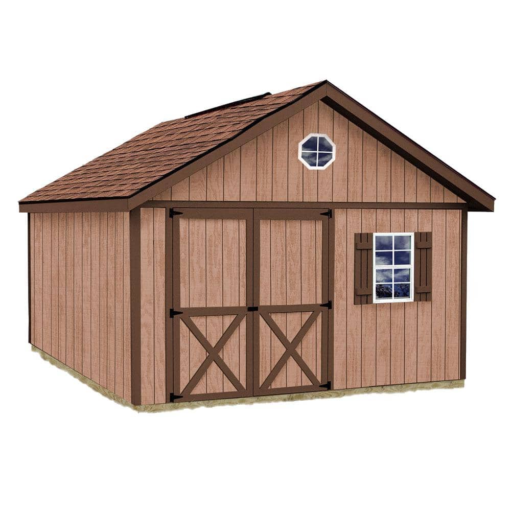 Brandon 12' x 16' Gray Wood Storage Shed Kit with Windows