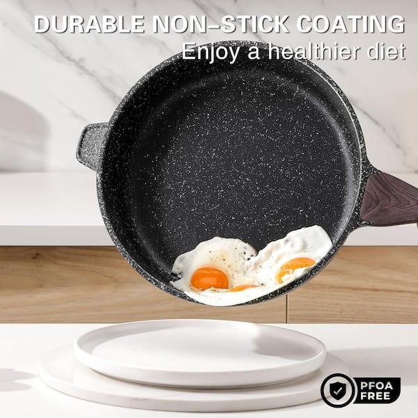 5 Qt Aluminum Nonstick Saute Pan with Lid Deep Frying Skillet Healthy Induction Cookware PFOA Free Effortless Clean