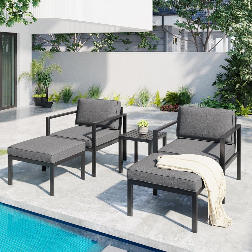 Harper & Bright Designs Durable 5Piece Black Aluminum Patio