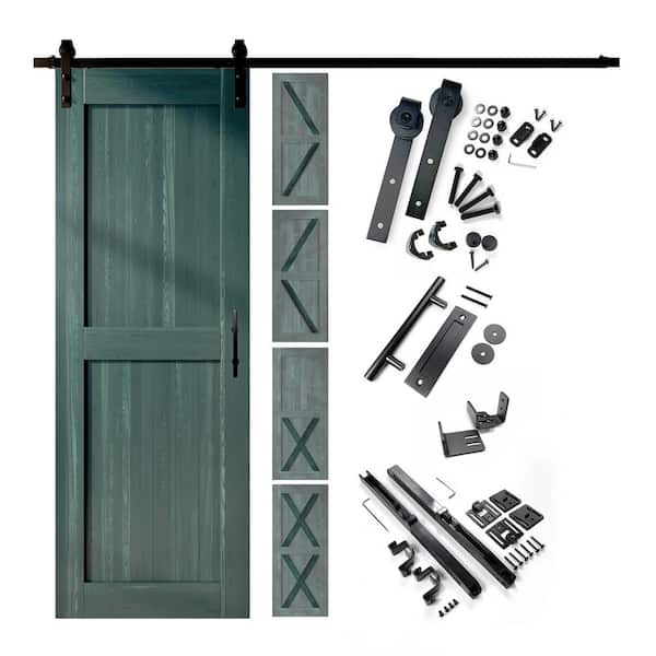 HOMACER 34 in. x 80 in. 5-in-1 Design Royal Pine Solid Pine Wood Interior Sliding Barn Door with Hardware Kit, Non-Bypass