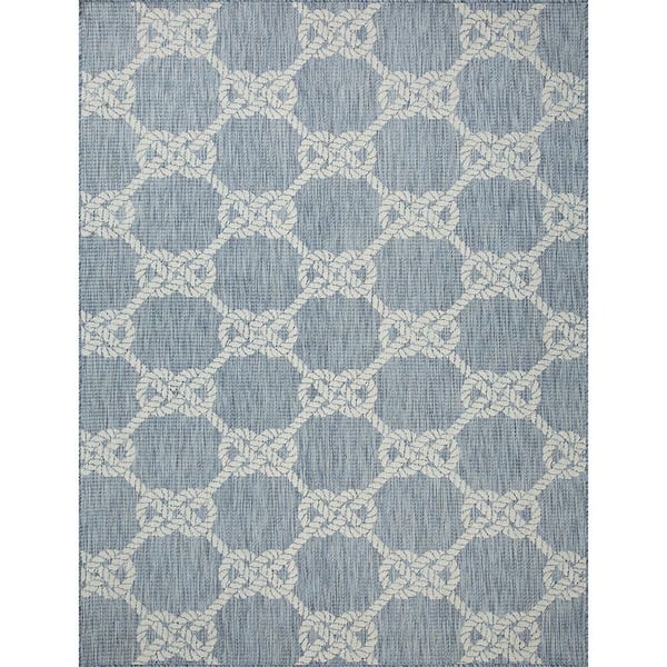 Rope Lattice Blue/White 8 ft. x 10 ft. Indoor/Outdoor Area Rug