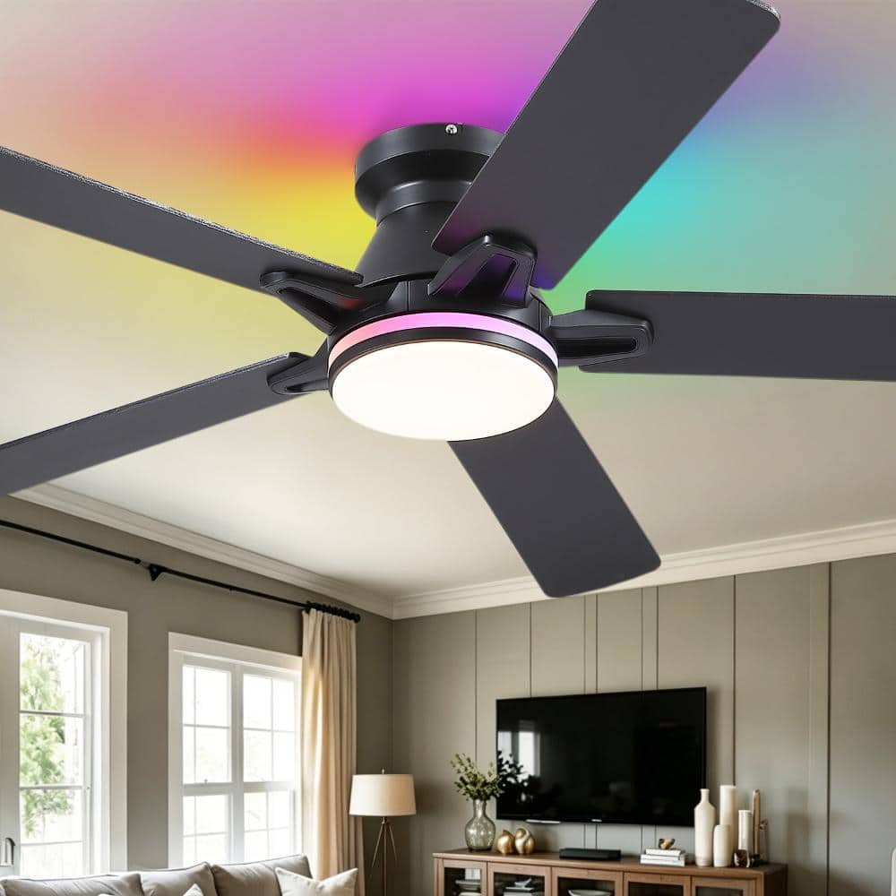 Modern 52-inch Ceiling Fan with Light and Remote, RGB Color Changing LED,Dimmable for Living Room Bedroom. price history on PriceWatchPro