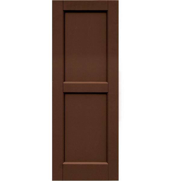 Winworks Wood Composite 15 in. x 41 in. Contemporary Flat Panel Shutters Pair #635 Federal Brown