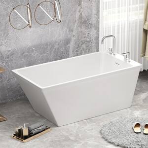 Jesse 59 in. x 29.5 in. Rectangular Soaking Bathtub with Left Drain in Glossy White