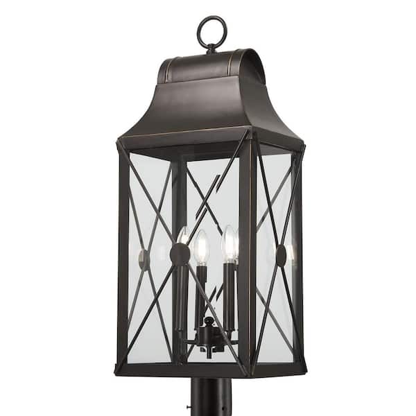 Minka Lavery De Luz 4-Light Bronze Aluminum Hardwired Outdoor Weather Resistant Post Light with No Bulbs Included