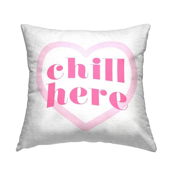 Stupell Industries Chill Here Pink Heart Outdoor Printed Throw Pillow by Lil' Rue
