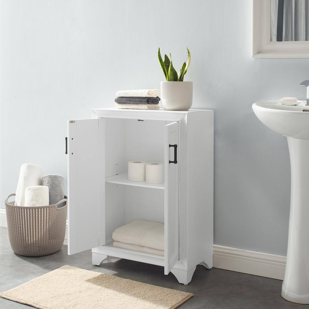 White Wooden Bathroom Accent Cabinet with Adjustable Shelving