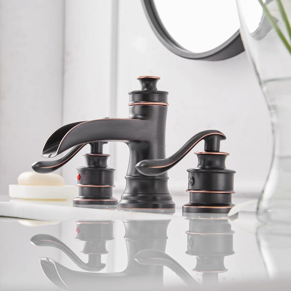 Oil Rubbed Bronze 8-Inch Widespread Double Handle Bathroom Faucet