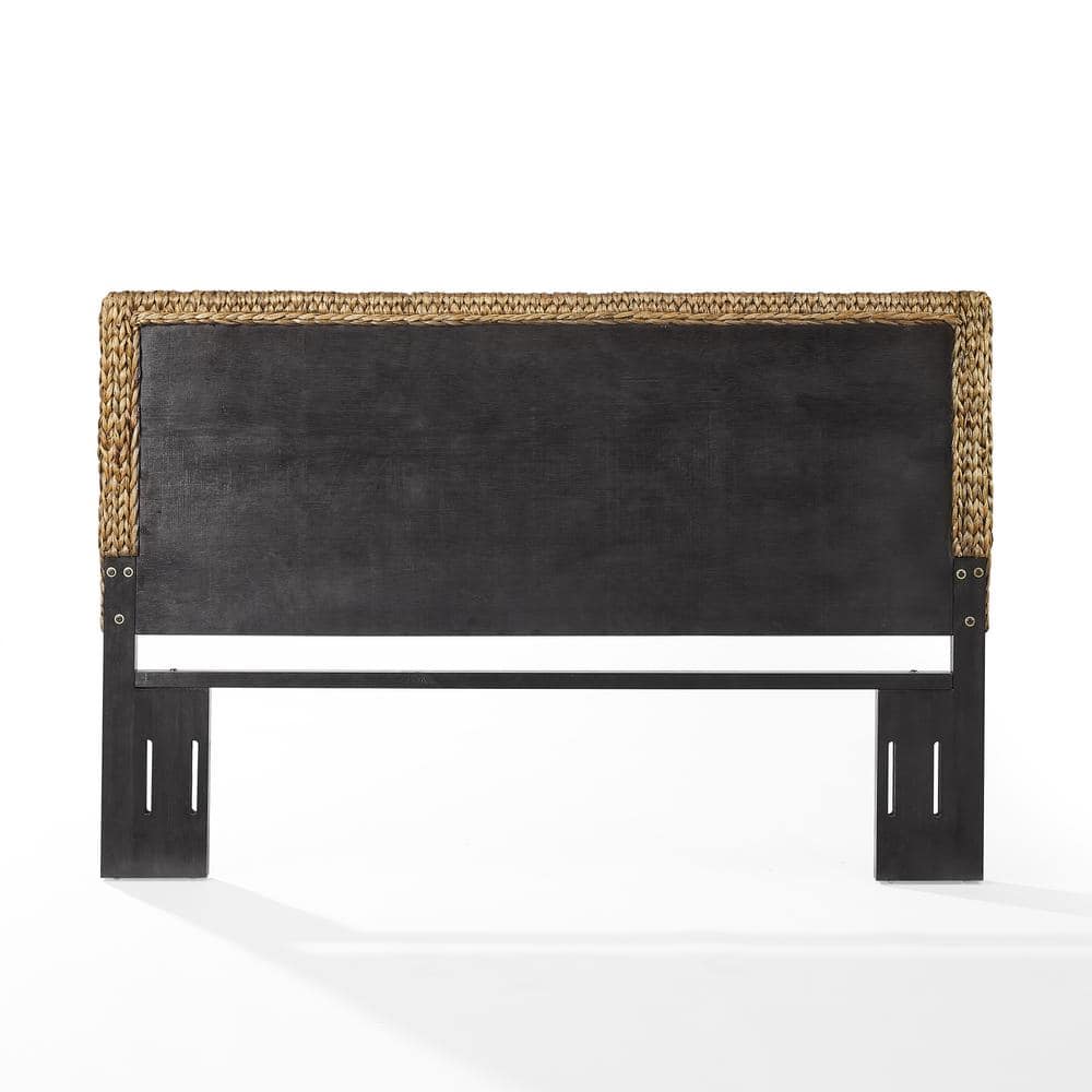 King Size Handwoven Seagrass and Mahogany Headboard
