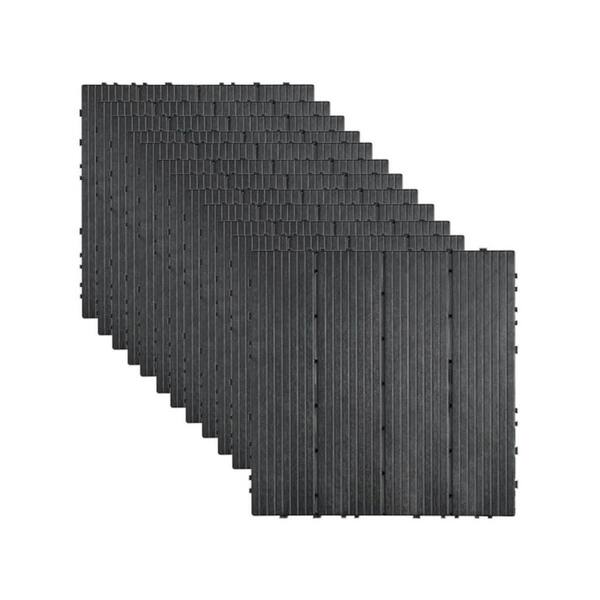 Afoxsos 1 ft. x 1 ft. Composite Interlocking Deck Tiles, Waterproof Patio Deck Tiles in Dark Grey for Porch, Poolside (36-Pack)