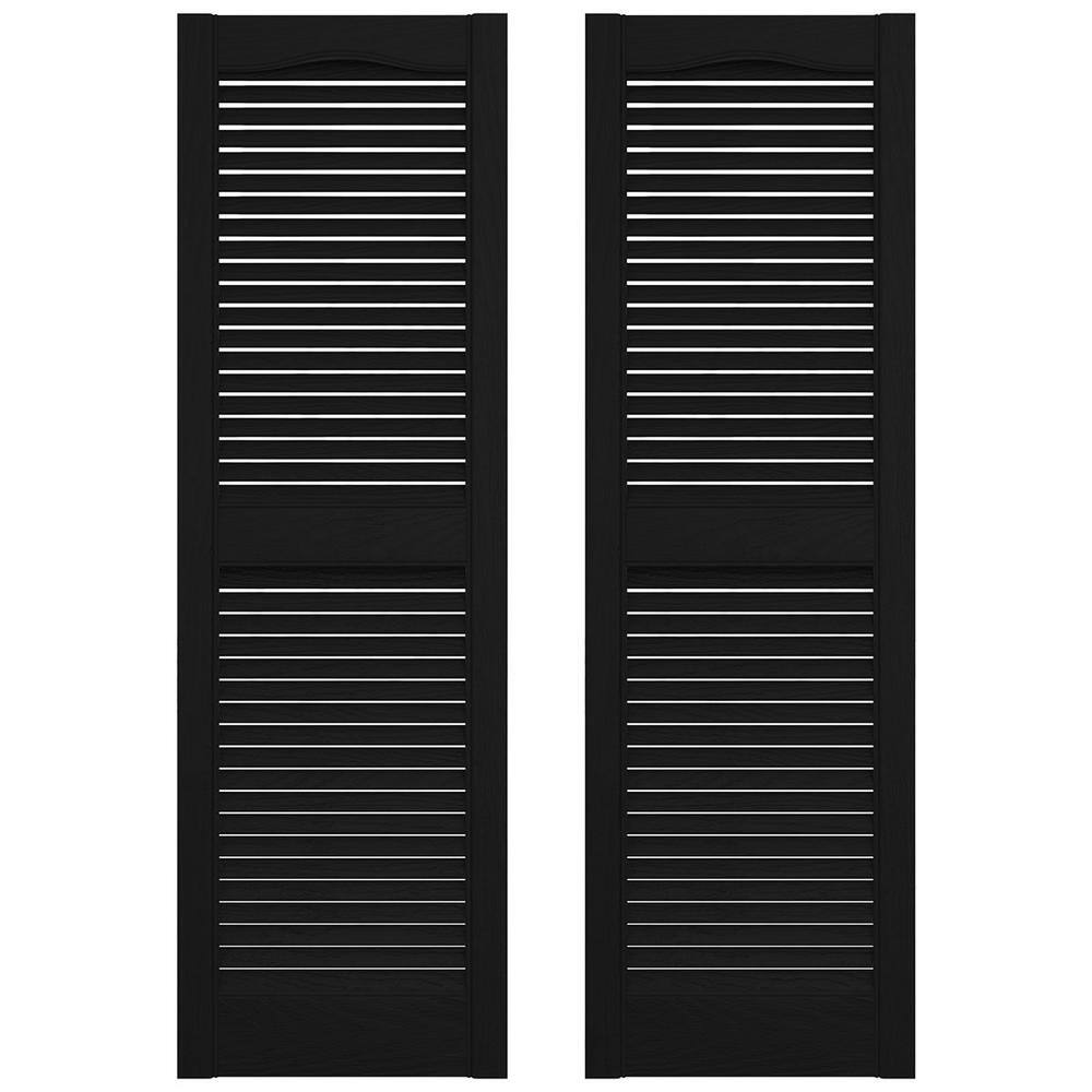 12 in. x 75 in. Louvered Vinyl Exterior Shutters Pair in Black price history on PriceWatchPro