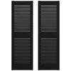 14.5 in. x 55 in. Louvered Vinyl Exterior Shutters Pair in Black