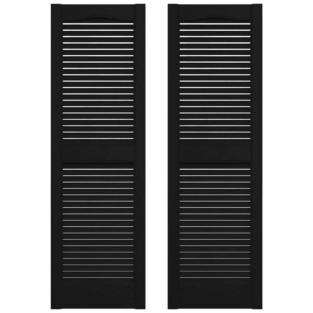 72" Black Vinyl Exterior Louvered Shutters Pair