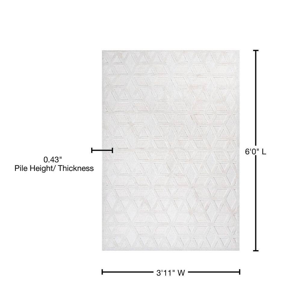 Ivory Geometric 4' x 6' Handmade Synthetic Indoor/Outdoor Rug