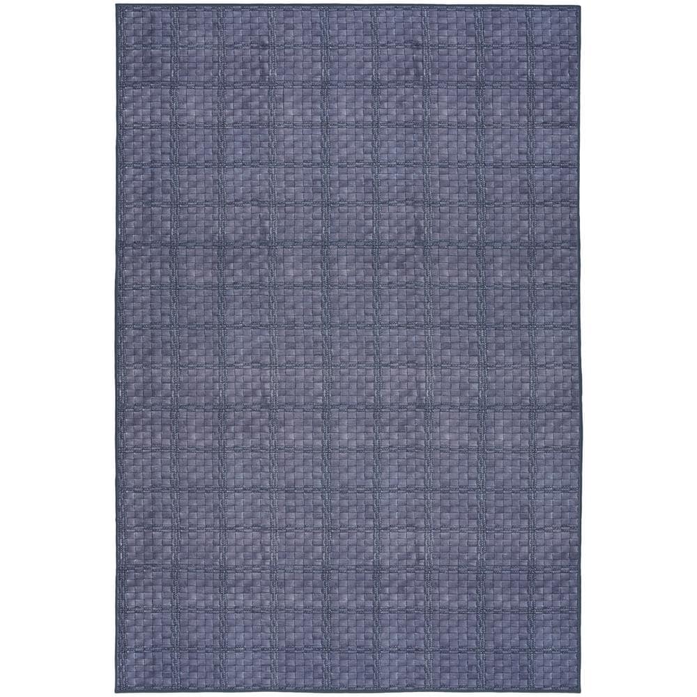 Ivory and Gray Geometric Cotton Synthetic Washable Rug 4' x 6'