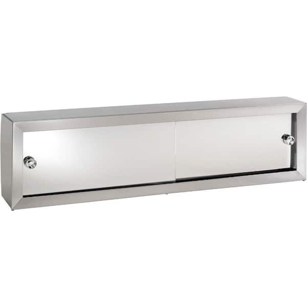 JENSEN Cosmetic Box 24.25 in. W x 8.75 in. H Medium Rectangular Stainless Steel Surface-Mount Medicine Cabinet with Mirrors