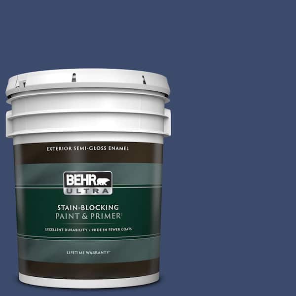 BEHR ULTRA 5 gal. #S-H-610 Mountain Blueberry Semi-Gloss Enamel Exterior Paint & Primer