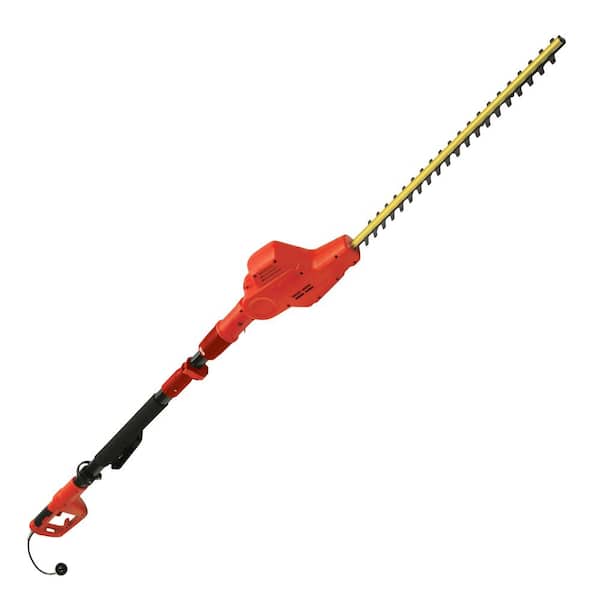 Sun Joe 21 in. 4 Amp Corded Electric Telescoping Pole Hedge Trimmer in Red (Factory Refurbished)