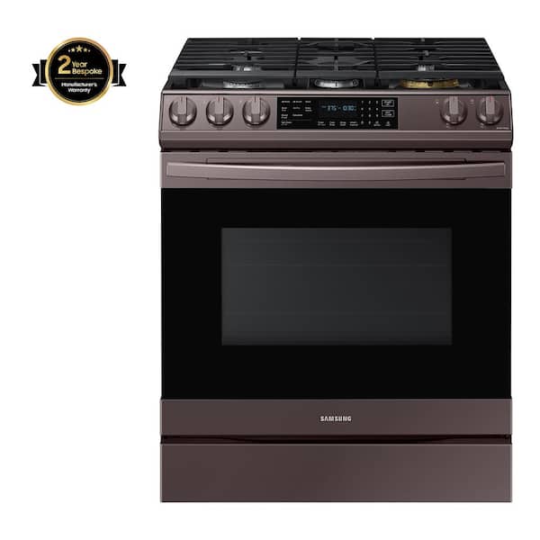 Samsung 30 in. 6 cu. ft. 5-Burner Slide-In Gas Range with Air Fry and Fan Convection in Tuscan Stainless Steel