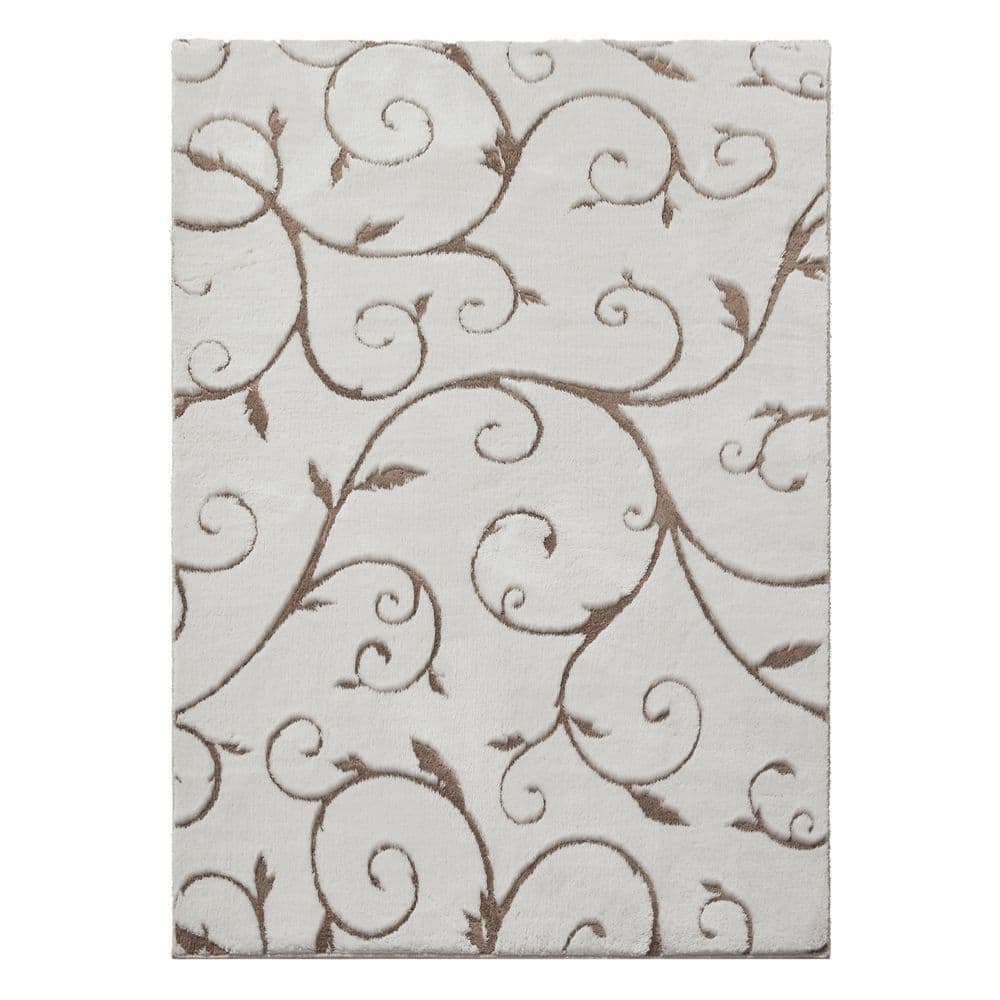 6 ft. x 9 ft. Beige Vine Lines Washable Microfleece Vine Area Rug price history on PriceWatchPro