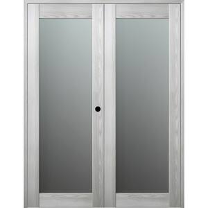 Vona- 207 56 in. x 80 in. Left Hand Active Full Lite Frosted Glass Ribeira Ash Wood Composite Double Prehung French Door