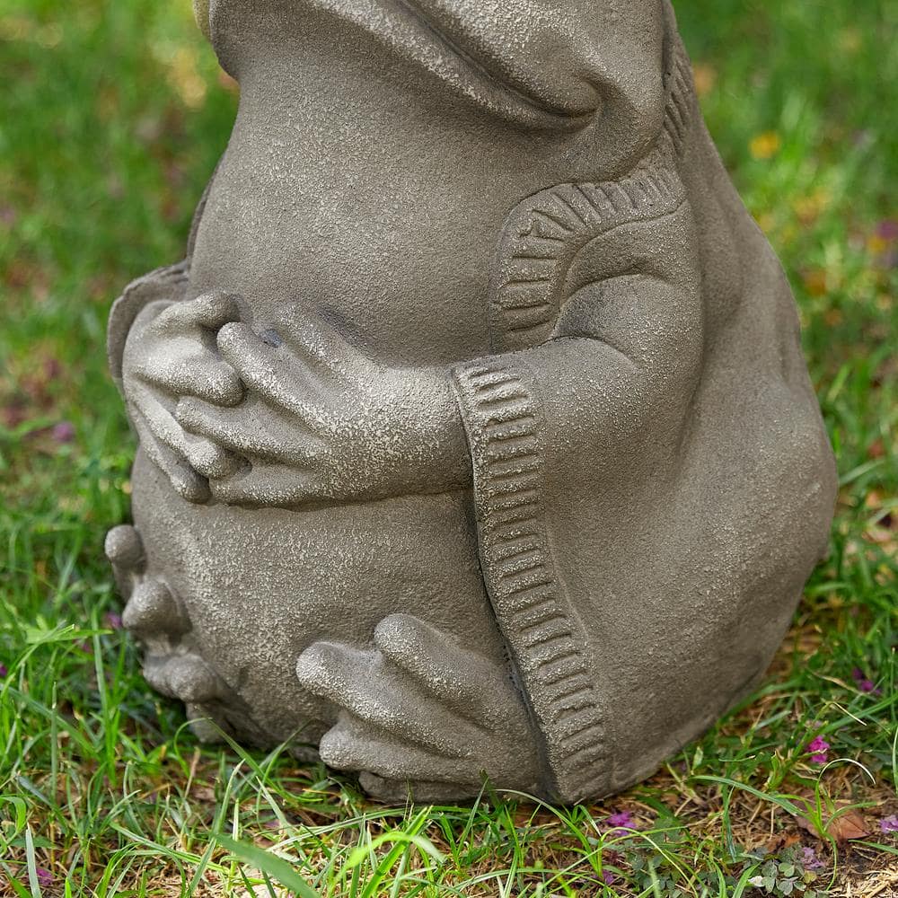16.75" Gray Faux Concrete Zen-Style Frog Garden Statue