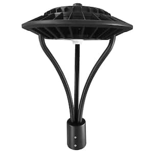 Selectable Wattage 1-Light Black Aluminum Motion Sensing Hardwired Outdoor Resistant Post Light with Integrated LED