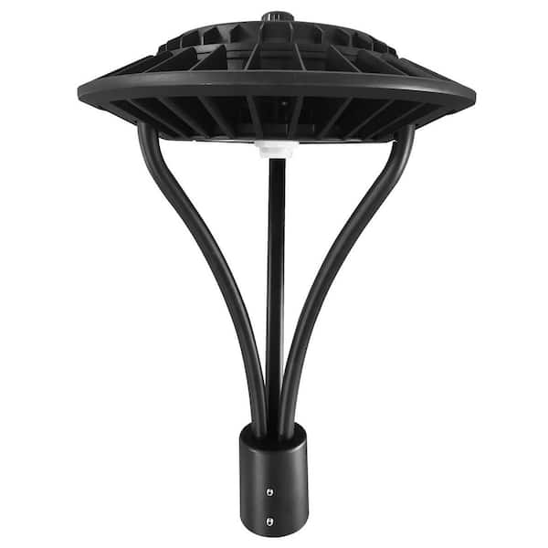 LEDone Selectable Wattage 1-Light Black Aluminum Motion Sensing Hardwired Outdoor Resistant Post Light with Integrated LED