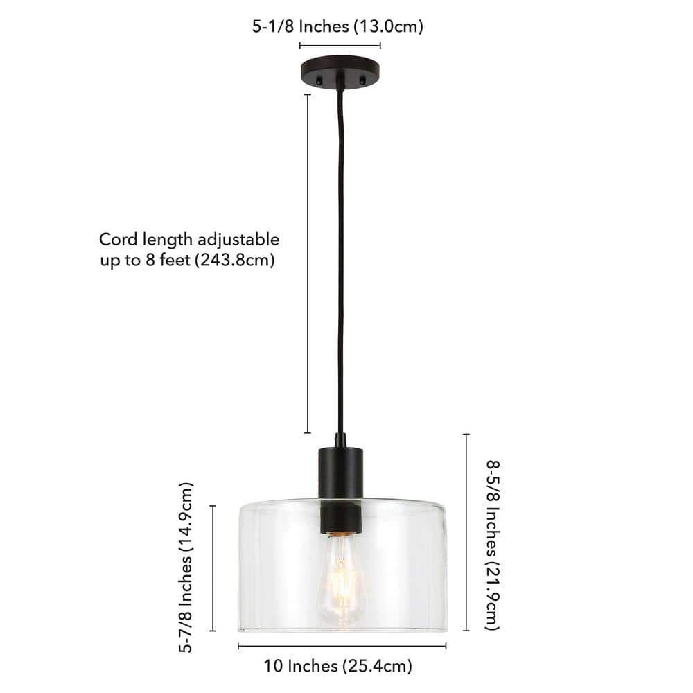 Coastal Beach House Bronze Pendant with Clear Glass Drum Shade