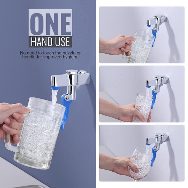 Brass Commercial Wall Mounted Pot Filler Faucet, Push-Back Water Bottle Filling Station in Polished Chrome Male Inlet