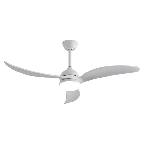 Modland Light Pro 52 in. Indoor White Ceiling Fan with Dimmable Led Light,3 Solid Wood Blades,Remote Control,Reversible DC Motor