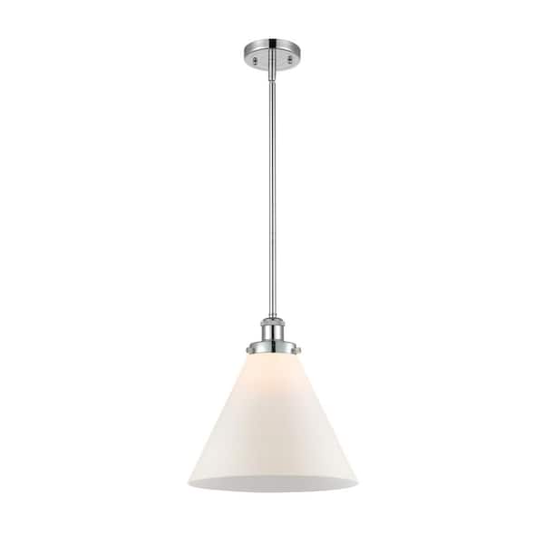 Cone 100-Watt 1-Light Polished Chrome Shaded Mini Pendant Light with Painted Glass Shade