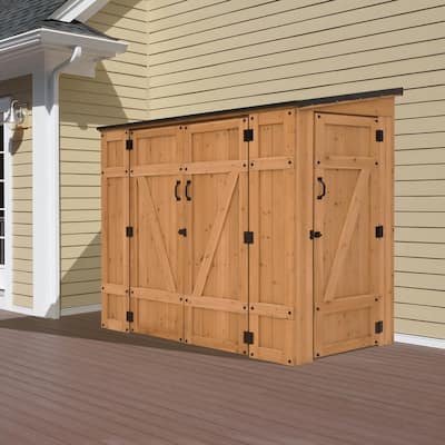 Premium Cedar 6 ft. W x 3 ft. D Wood Garden Shed Storage with Side Cabinet, Interior Shelves, Aluminum Roof (18 sq. ft.)