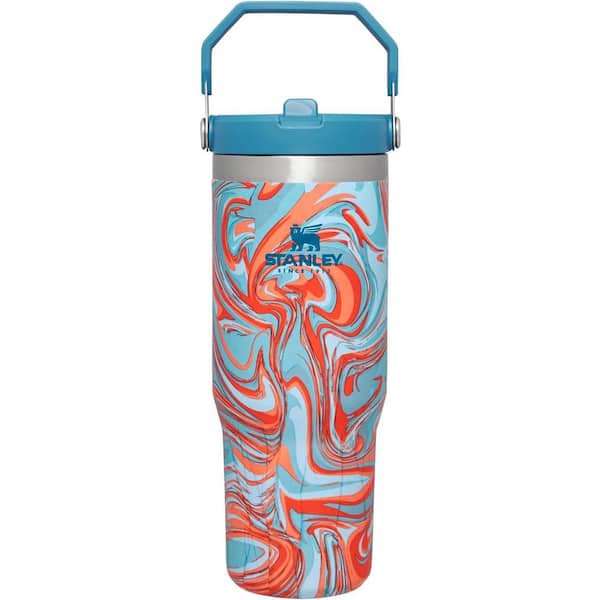 Aoi box 30 oz. Pool Swirl Stainless Steel Tumbler with Straw