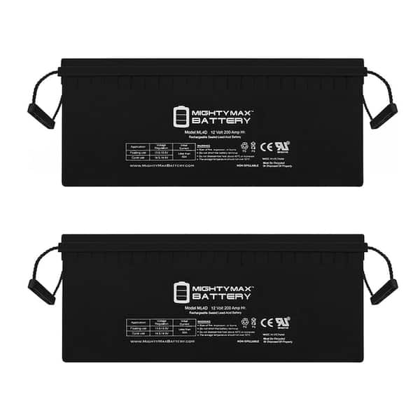 12V 200Ah 4D SLA Battery Replacement for Solar Wind Power - 2 Pack